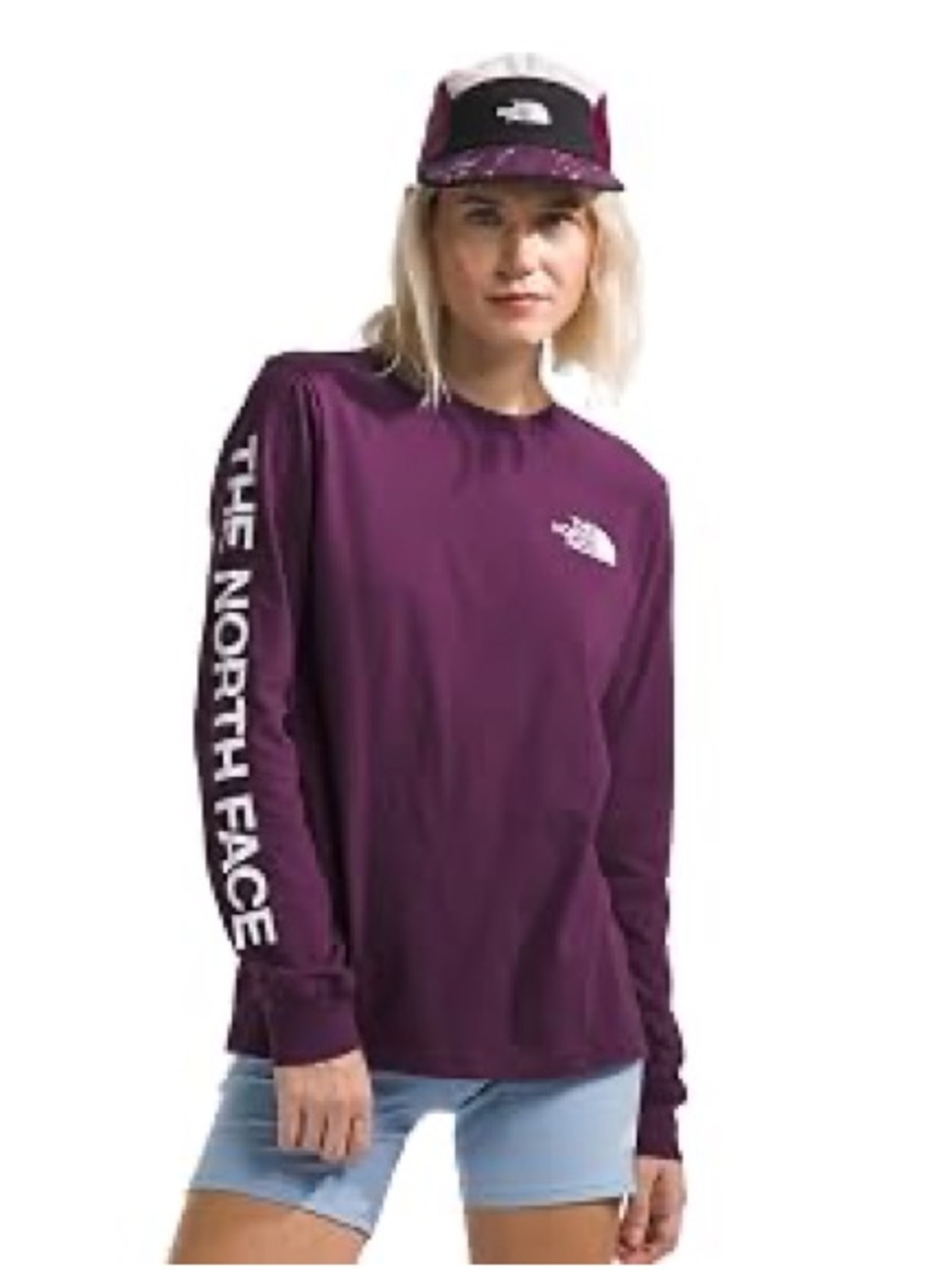 The North Face Womens L/S Sleeve Hit Graphic Tee, S, Black Currant Purple